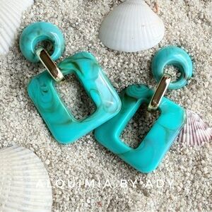 Alquimia Turquoise ACRYLIC and Gold Statement Earrings